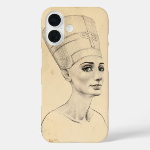 Coque Pour iPhone 16 Portrait Néfertiti dessin Ancienne Egypte papyrus