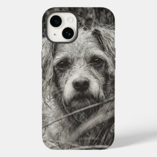 Coque Pour iPhone 14 Portrait noir et blanc mignon et chiot photo