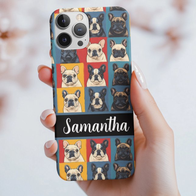 Coques Case-Mate iPhone Portraits de Bulldog français moderne personnalisé (Créateur téléchargé)