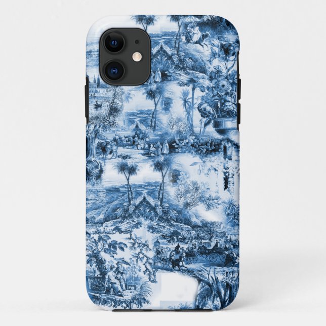 Coques Case-Mate iPhone Portugais bleu tuiles romantique scène motif (Dos)