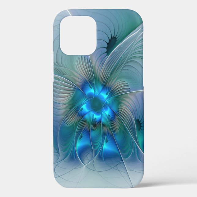 Coques Case-Mate iPhone Position, Abstrait bleu turquoise fractal (Verso)