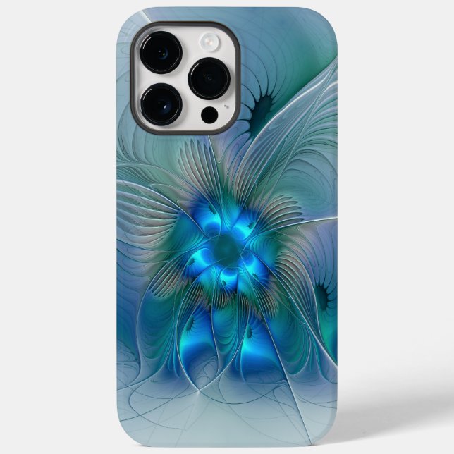 Coques Case-Mate iPhone Position, Abstrait bleu turquoise fractal (Verso)