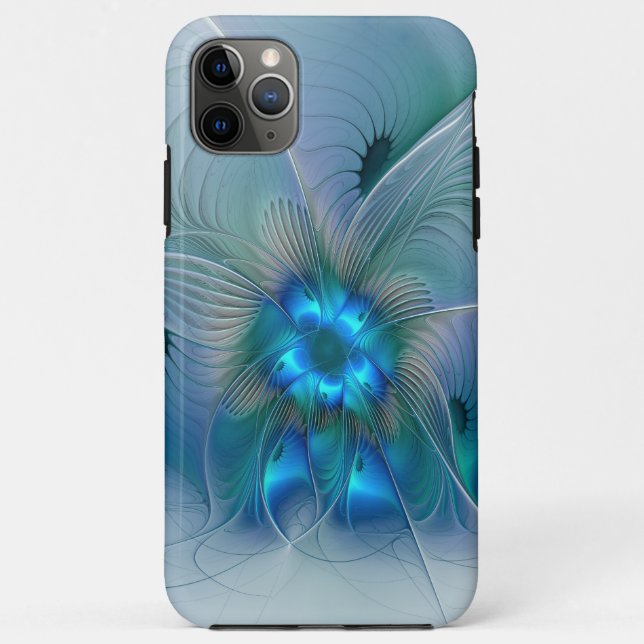 Coques Case-Mate iPhone Position, Abstrait bleu turquoise fractal (Dos)