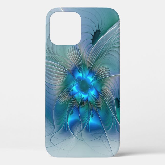 Coques Case-Mate iPhone Position, Abstrait bleu turquoise fractal (Verso)