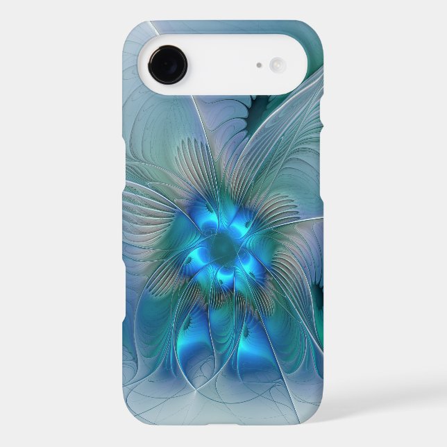 Coques Case-Mate iPhone Position, Abstrait bleu turquoise fractal (Verso)