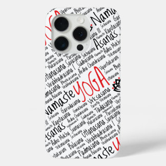 Coque iPhone 15 Pro Positions élégantes de Yoga noir et rouge Lotus Bl
