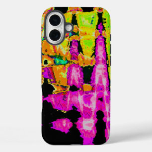 iPhone 16 Plus Case Poster d'art Abstrait Neon Glitch Imprimer