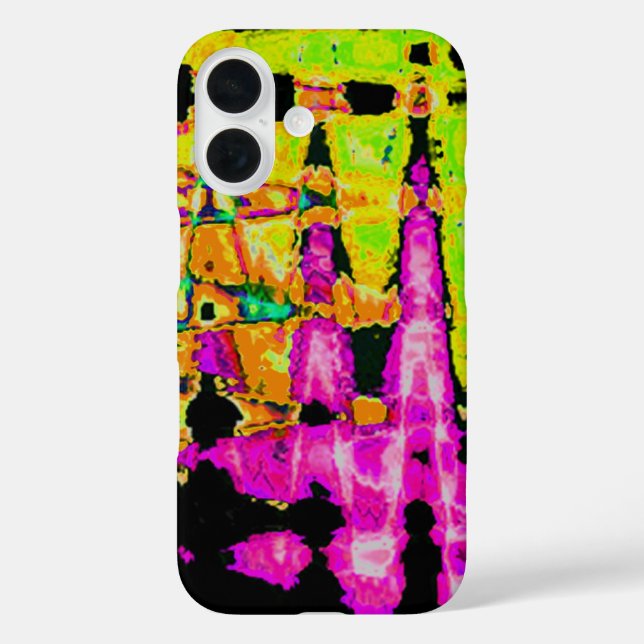 Coques Case-Mate iPhone Poster d'art Abstrait Neon Glitch Imprimer (Verso)