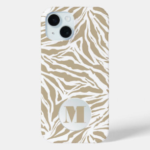 Coque Pour iPhone 15 Poster de animal beige monogramme
