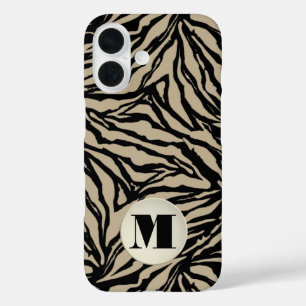 Coque Pour iPhone 16 Poster de animal beige monogramme