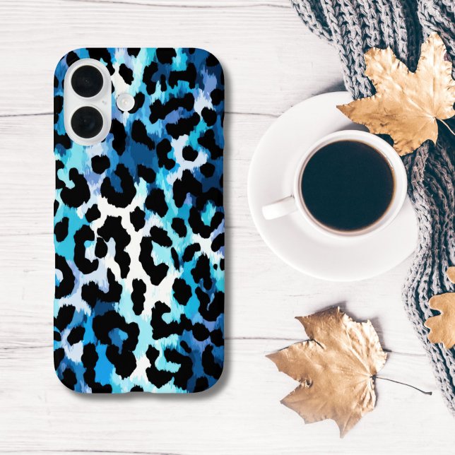 Coques Case-Mate iPhone Poster de animal Cheetah Blue Black Leopard (Blue Black Leopard Cheetah Animal Print iPhone Case )