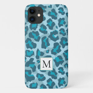 Case-Mate iPhone Case Poster de animal et monogramme bleu léopard multit