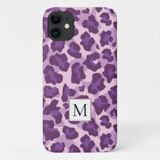 Case-Mate iPhone Case Poster de animal et monogramme de léopard pourpre