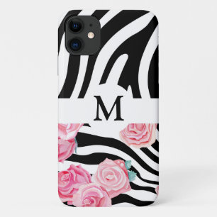 Case-Mate iPhone Case Poster de animal floral personnalisé noir et blanc