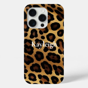 Coque iPhone 15 Pro Poster de animal Leopard Brown or