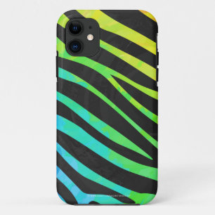 Coque iPhone 11 Poster de animal Rainbow et Black Zebra tendance s