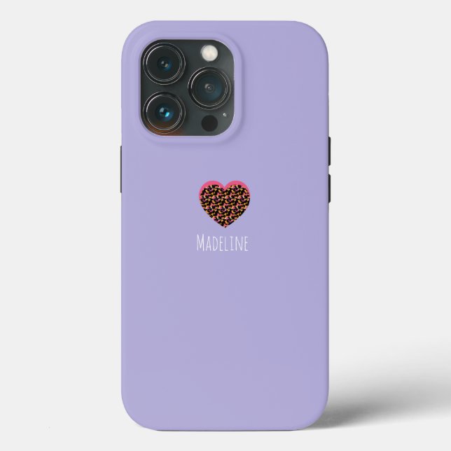 Coques Case-Mate iPhone Poster de animal rose coeur simple Motif pourpre (Verso)