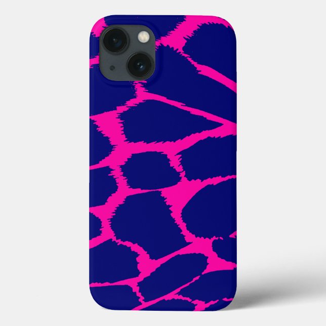 Coques Case-Mate iPhone Poster de animal rose et bleu (Verso)