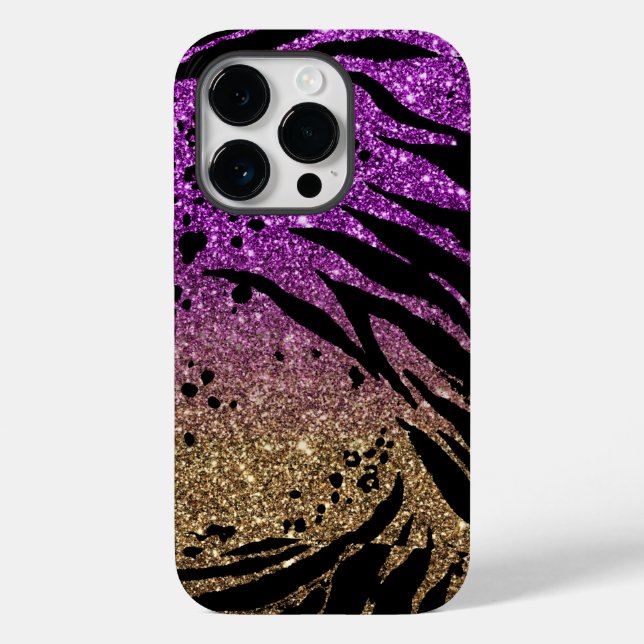 Coques Case-Mate iPhone Poster de animal sur Parties scintillant Purple &  (Verso)