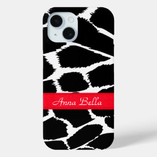 Coque Pour iPhone 15 Poster de animal Zebra noir blanc & rouge