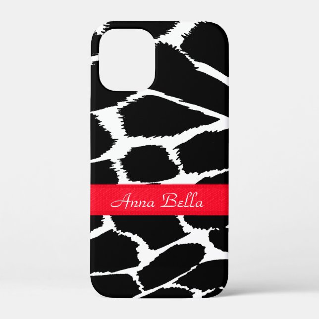 Coques Case-Mate iPhone Poster de animal Zebra noir blanc & rouge (Verso)