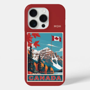 Coque iPhone 15 Pro Poster de voyage sur mesure Monogramme Canada
