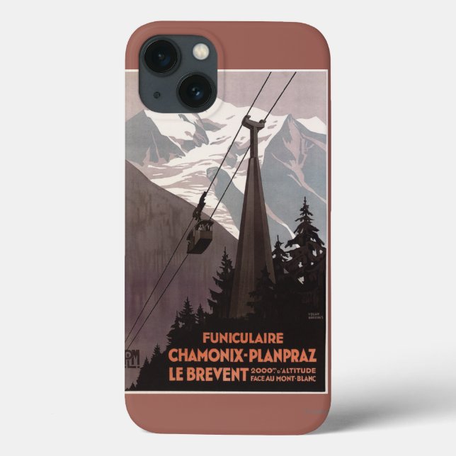 Coques Case-Mate iPhone Poster du funiculaire Le Brevent (Verso)