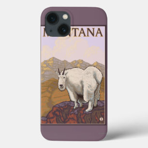 iPhone 13 Case Poster du Vintage voyage de la chèvre de Montana