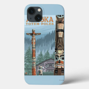 iPhone 13 Case Poster du Vintage voyage du Village Totem Saxman