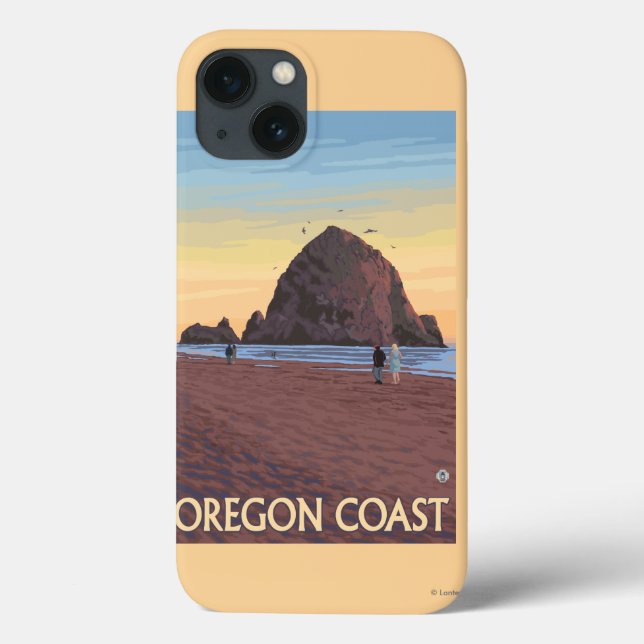 Coques Case-Mate iPhone Poster du Vintage voyage Haystack Rock (Verso)