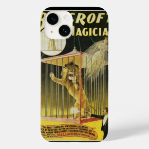Coque Pour iPhone 14 Poster magique vintage, Magicien Bancroft et Lion