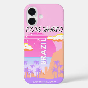 Coque Pour iPhone 16 Poster rose de Rio de Janeiro Brésil Travel Art