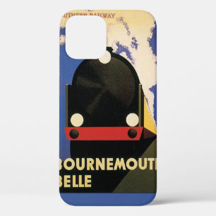 Coque iPhone 12 Poster Vintage voyage, Bournemouth Belle Train