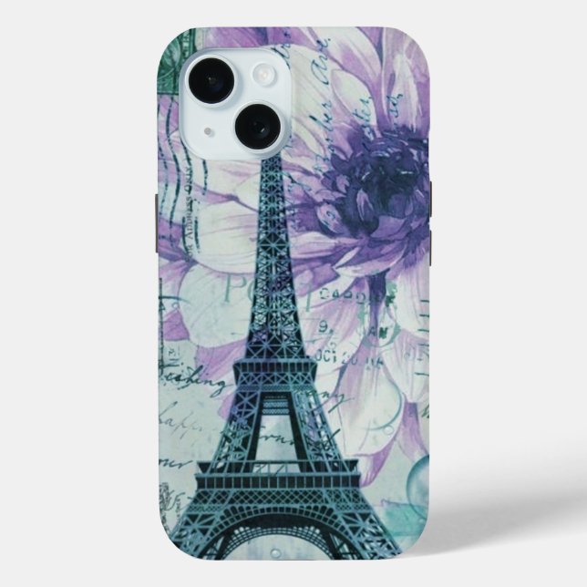 Coques Case-Mate iPhone postmark floral romantique tour eiffel paris (Verso)