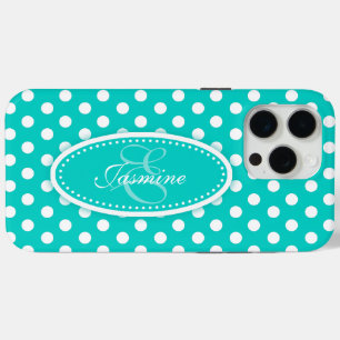 Coque iPhone 15 Pro Max Pot Polka nommé aqua turquoise