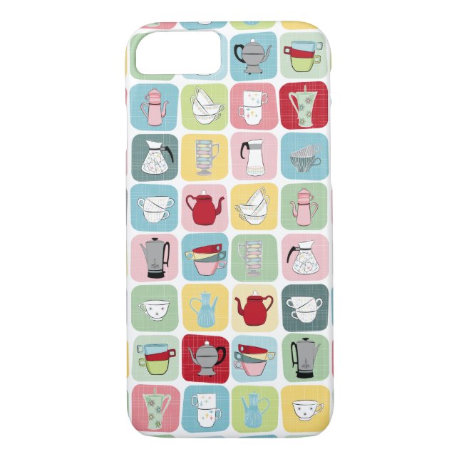 Coques Case-Mate iPhone Pots et tasses de café rétro (Dos)