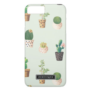 Coque iPhone 8 Plus/7 Plus Pots peints avec Succulents et Motif de cactus