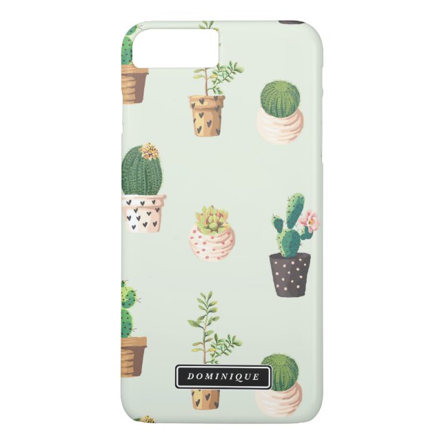 Coques Case-Mate iPhone Pots peints avec Succulents et Motif de cactus (Dos)
