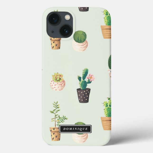 Coques Case-Mate iPhone Pots peints avec Succulents et Motif de cactus (Verso)