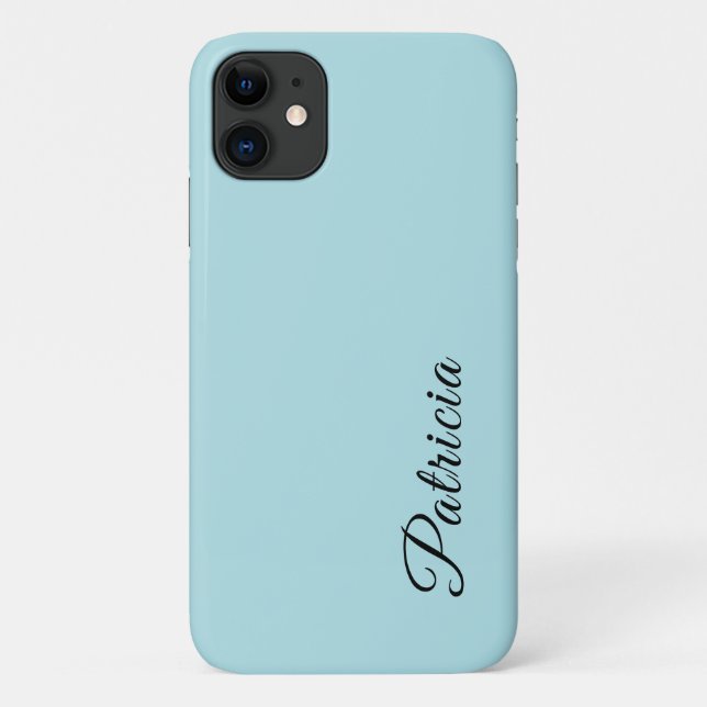 Coques Case-Mate iPhone Poudre Bleu Couleur Solide Minimaliste Nom Élégant (Dos)