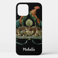 Poules et coqs Art Nouveau vintage