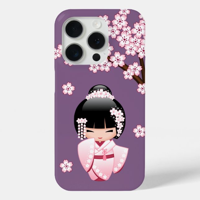 Coques Case-Mate iPhone Poupée blanche Kimono Kokeshi - mignonne Geisha Gi (Verso)
