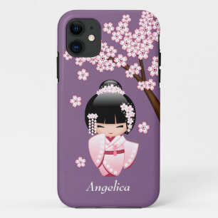 Coques Pour iPhone Poupée blanche Kimono Kokeshi - mignonne Geisha Gi