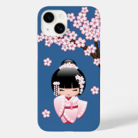 Poupée blanche Kimono Kokeshi - mignonne Geisha Gi
