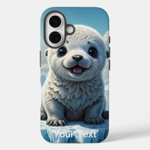Coque Pour iPhone 16 Poupée de phoque bébé Otterbox assise sur un icebe
