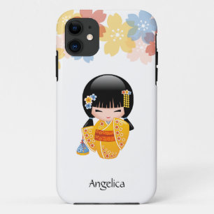 Coque Case-Mate Pour iPhone Poupée d'été Kokeshi - Kimono Jaune Geisha Girl