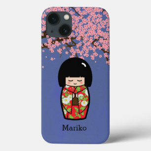 Etui iPhone Case-Mate Poupée japonaise Kokeshi en Kimono rouge avec Saku