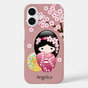 Coque Pour iPhone 16 Poupée Kokeshi de printemps - Geisha japonaise mig