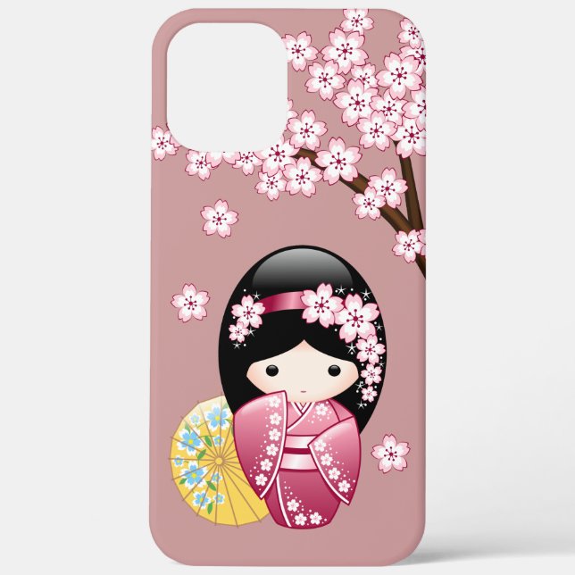 Coques Case-Mate iPhone Poupée Kokeshi Printemps - Cute Geisha Japonais en (Verso)