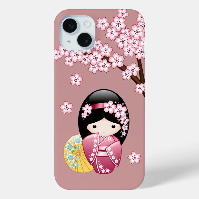 Coques Case-Mate iPhone Poupée Kokeshi Printemps - Cute Geisha Japonais en (Verso)